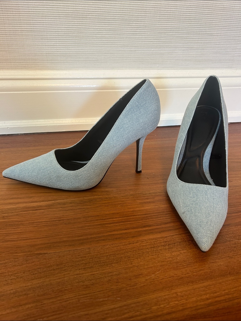 Zara Light Gray Pointed Toe Stiletto Heels